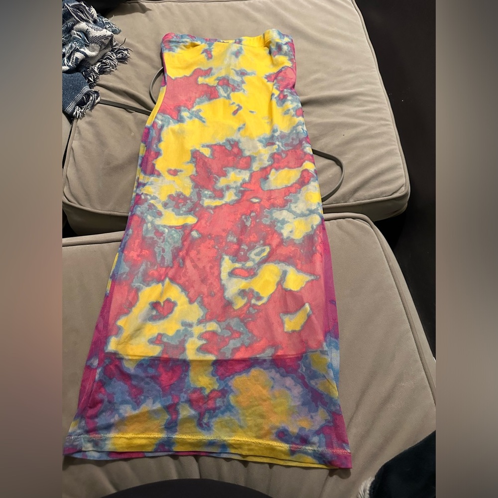 Blue, Pink, Yellow Body Con Dress